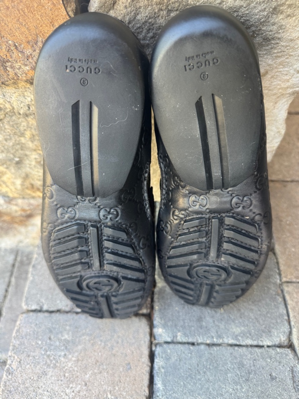 Gucci Black Embossed GG Leather Penny Loafers - Picture 6 of 10